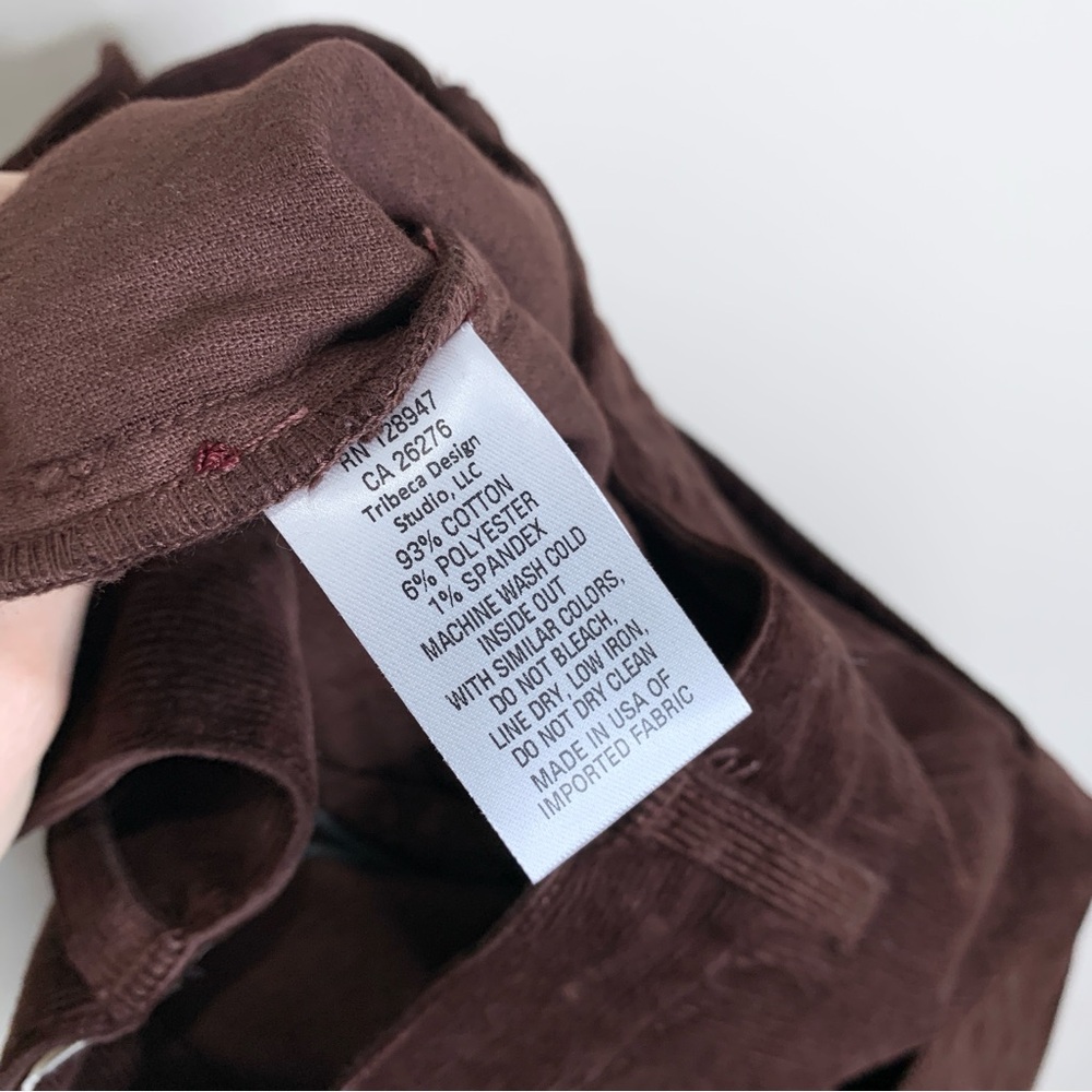 NEW Nili Lotan Shon Corduroy Pant (Sz 00) Curved Barrel Leg Cotton Merlot Brown - Picture 12 of 12